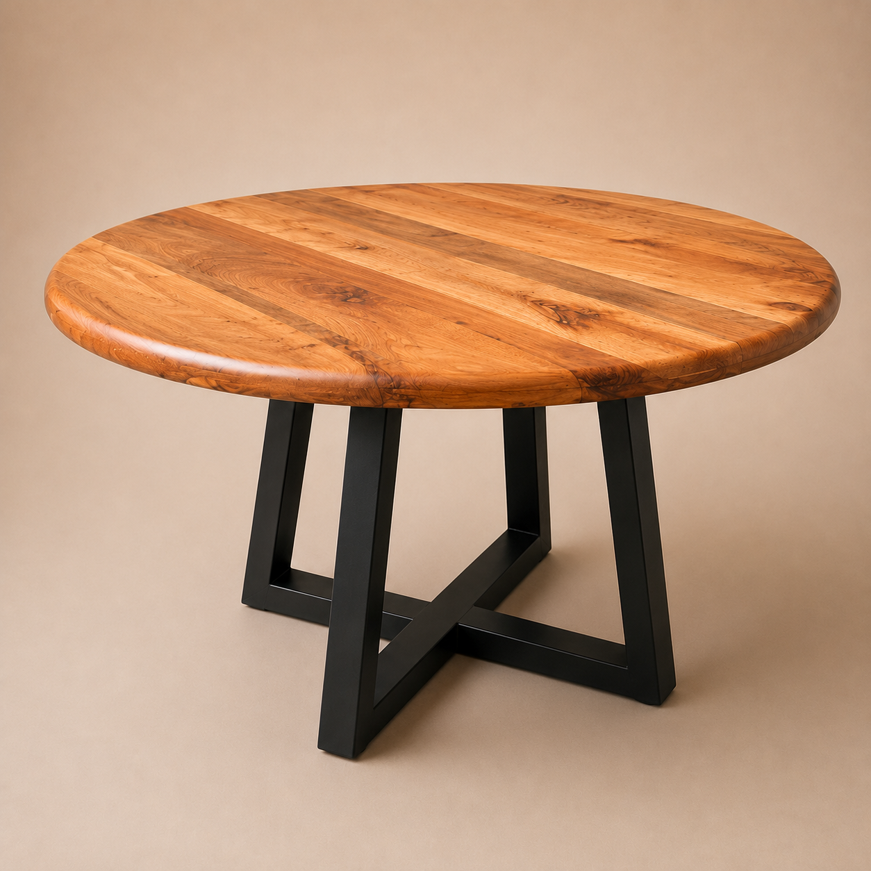 Mesa de Comedor Redonda Base Fierro — Modelo Río Toltén