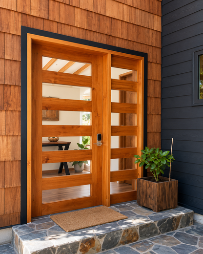 Puerta Madera Maciza con Vidrios — Modelo Entrelagos