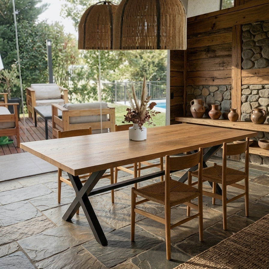 Mesa De Comedor Madera Maciza — Modelo Lago Calafquén