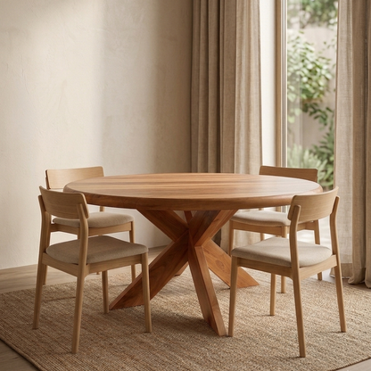 Mesa de Comedor Redonda Madera Noble — Modelo Río Backer
