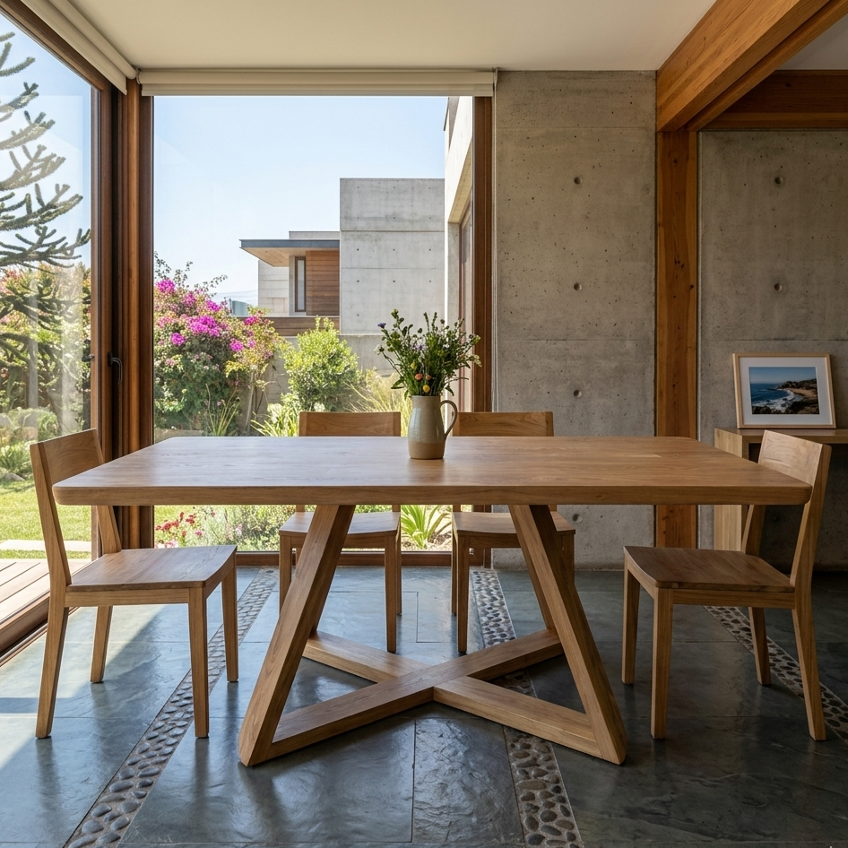 Mesa de Comedor Madera Noble Maciza - Modelo Lago Maihue