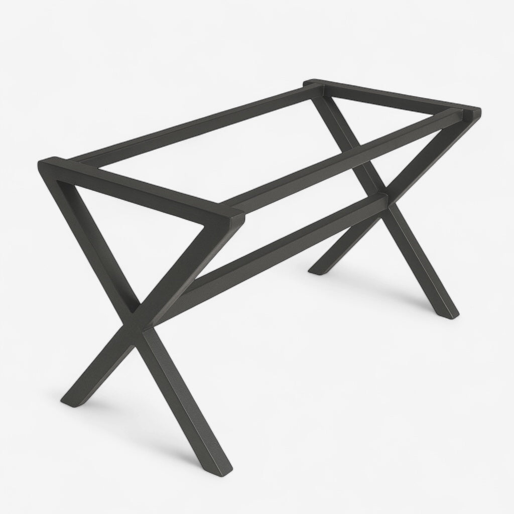 Base X Fierro Negro Armable — 71 cm altura